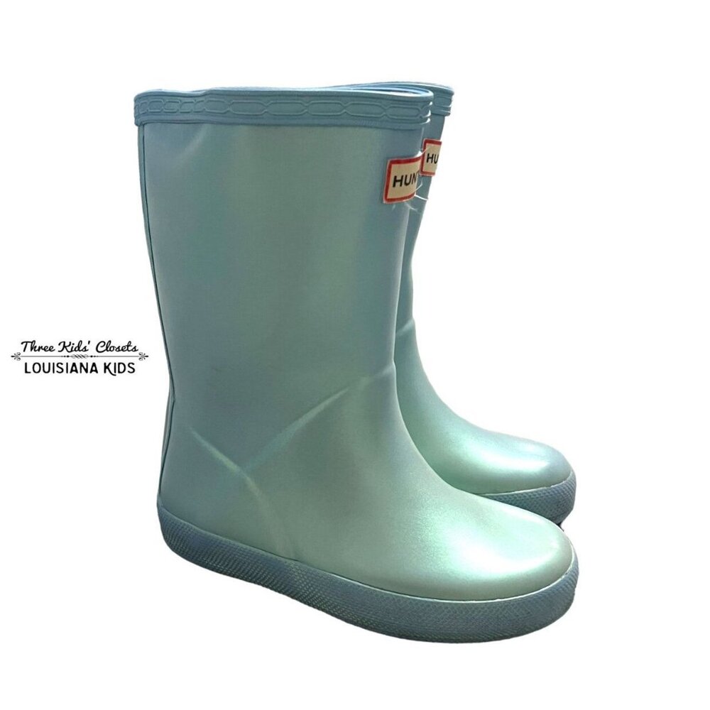 Hunter Sz 7UK / 8US Light Blue Shimmer Rain Boots - Picture 1 of 11